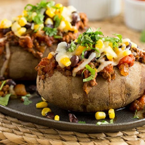 Chili Loaded Baked Potatoes