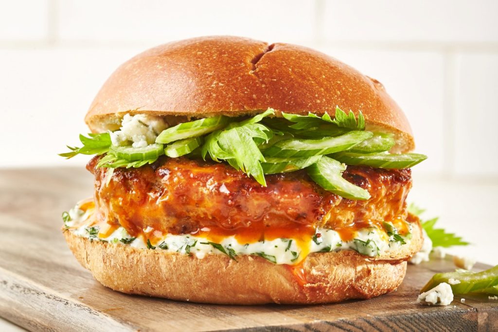 Buffalo Chicken Blended Burger – Mushroom Council