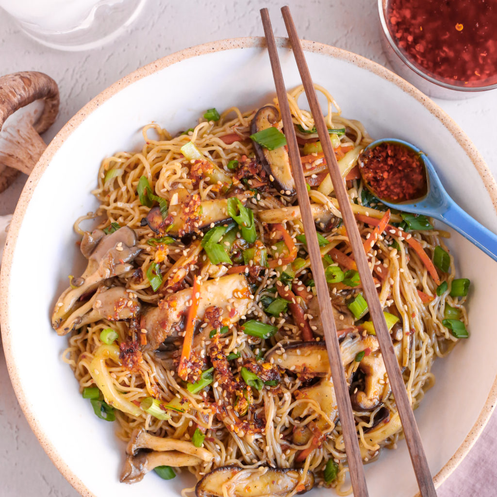 Spicy Ginger Mushroom Noodles | Mushroom Recipes