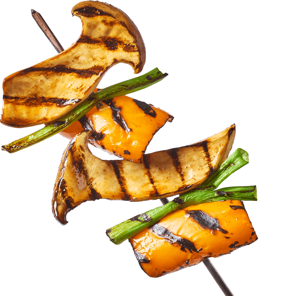 Grilled trumpet mushroom kebabs with tamarind glaze